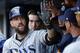 NEW YORK, NY - JULY 29: Steven Souza Jr. #20 of the Tampa Bay Rays celebrates with teammates after a solo home run in the fifth inning of a game against the New York Yankees at Yankee Stadium on July 29, 2017 in the Bronx borough of New York City. The Yan