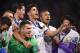 (FromL0 Real Madrid's Spanish goalkeeper Ruben Yanez, Real Madrid's Spanish midfielder Marco Asensio and Real Madrid's Brazilian defender Danilo celebrate with teammates after Real Madrid won the UEFA Champions League final football match between Juventus