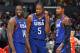 LOS ANGELES, CA - JULY 24: Draymond Green #14, Kevin Durant #5 and Paul George #13 of the USA Basketball Men's National Team are seen against China at the Staples Center in Los Angeles, California. NOTE TO USER: User expressly acknowledges and agrees that