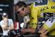 TOPSHOT - Great Britain's Christopher Froome wearing the overall leader's yellow jersey trains prior to taking the start of a 22,5 km individual time-trial, the twentieth stage of the 104th edition of the Tour de France cycling race on July 22, 2017 in an