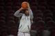 CLEVELAND, OH - JUNE 08: JR Smith #5 of the Cleveland Cavaliers shoots the ball during practice and media availability as part of the 2017 NBA Finals on June 08, 2017 at Quicken Loans Arena in Cleveland, Ohio. NOTE TO USER: User expressly acknowledges and