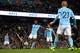 MANCHESTER, ENGLAND - AUGUST 21: Raheem Sterling of Manchester City scores his sides first goal during the Premier League match between Manchester City and Everton at Etihad Stadium on August 21, 2017 in Manchester, England. (Photo by Stu Forster/Getty
