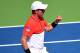 WINSTON-SALEM, NC - AUGUST 22: Roberto Bautista Agut of Spain reacts after a point against Dusan Lajovic of Serbia during the fourth day of the Winston-Salem Open at Wake Forest University on August 22, 2017 in Winston-Salem, North Carolina. (Photo by J