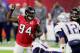 HOUSTON, TX - FEBRUARY 05: Tyson Jackson #94 of the Atlanta Falcons reacts in the first quarter against the New England Patriots during Super Bowl 51 at NRG Stadium on February 5, 2017 in Houston, Texas. (Photo by Jamie Squire/Getty Images)