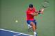 WINSTON-SALEM, NC - AUGUST 23: Borna Coric of Croatia returns a shot to John Isner during the fifth day of the Winston-Salem Open at Wake Forest University on August 23, 2017 in Winston-Salem, North Carolina. (Photo by Jared C. Tilton/Getty Images)