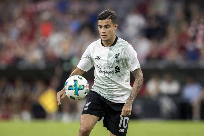 MUNICH, GERMANY - AUGUST 01:  Philippe Coutinho of Liverpool FC controls the ball during the Audi Cup 2017 match between Bayern Muenchen and Liverpool FC at Allianz Arena on August 1, 2017 in Munich, Germany.  (Photo by Boris Streubel/Getty Images)