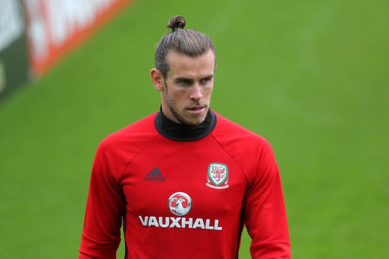 Bale in training for Wales.