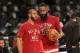 TORONTO, CANADA - FEBRUARY 14: Chris Paul #3 of the Western Conference and James Harden #13 of the Western Conference talk before the game against the Eastern Conference during the 2016 NBA All-Star Game on February 14, 2016 at the Air Canada Centre in T