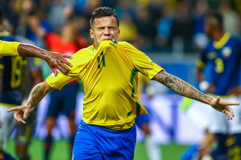 Coutinho was clearly emotional after netting for Brazil.