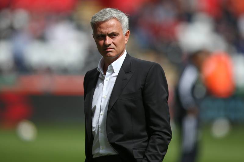 SWANSEA, WALES - AUGUST 19: Jose Mourinho the head coach / manager of Manchester United during the Premier League match between Swansea City and Manchester United at Liberty Stadium on August 19, 2017 in Swansea, Wales. (Photo by Catherine Ivill - AMA/Get