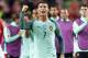 BUDAPEST, HUNGARY - SEPTEMBER 3: Cristiano Ronaldo #7 of Portugal celebrates and thanks for the support of the Portuguese fans after the FIFA 2018 World Cup Qualifier match between Hungary and Portugal at Groupama Arena on September 3, 2017 in Budapest, H