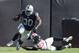 September 18, 2016; Oakland, CA, USA; Oakland Raiders running back Jalen Richard (30) runs with the football past Atlanta Falcons linebacker Sean Weatherspoon (56) during the third quarter at Oakland Coliseum. The Falcons defeated the Raiders 35-28. Manda