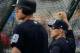 MINNEAPOLIS, MN - JULY 17: Aaron Judge #99 and manager Joe Girardi #28 of the New York Yankees look on during batting practice before the game against the Minnesota Twins on July 17, 2017 at Target Field in Minneapolis, Minnesota. The Twins defeated the Y