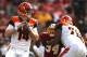 LANDOVER, MD - AUGUST 27: Quarterback Andy Dalton #14 of the Cincinnati Bengals looks to pass against the Washington Redskins in the first half during a preseason game at FedExField on August 27, 2017 in Landover, Maryland. (Photo by Patrick Smith/Getty I