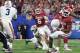 NEW ORLEANS, LA - JANUARY 02: Quarterback Baker Mayfield #6 of the Oklahoma Sooners throws a pass under pressure during their victory against the Auburn Tigers in the Sugar Bowl on January 2, 2017 at The Superdome in New Orleans, Louisiana. (Photo by Jack