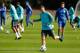 Chelsea's Belgian midfielder Eden Hazard attends a team training session at Chelsea's Cobham training facility in Stoke D'Abernon, southwest of London, on September 11, 2017, on the eve of their UEFA Champions League Group C football match FQ Qarabag. /