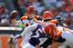 CINCINNATI, OH - SEPTEMBER 10: Andy Dalton #14 of the Cincinnati Bengals throws a pass during the fourth quarter of the game against the Baltimore Ravens at Paul Brown Stadium on September 10, 2017 in Cincinnati, Ohio. (Photo by Michael Reaves/Getty Imag