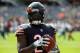 CHICAGO, IL - SEPTEMBER 10: Jordan Howard #24 of the Chicago Bears warms up prior to the game against the Atlanta Falcons at Soldier Field on September 10, 2017 in Chicago, Illinois. (Photo by Jonathan Daniel/Getty Images)