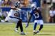 LOS ANGELES, CA - SEPTEMBER 10: T.Y. Hilton #13 of the Indianapolis Colts runs towards Trumaine Johnson #22 of the Los Angeles Rams during the first half of a game at Los Angeles Memorial Coliseum on September 10, 2017 in Los Angeles, California. (Ph