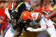 CLEVELAND, OH - SEPTEMBER 10: Briean Boddy-Calhoun #20 of the Cleveland Browns tackles Le'Veon Bell #26 of the Pittsburgh Steelers at FirstEnergy Stadium on September 10, 2017 in Cleveland, Ohio. (Photo by Justin K. Aller/Getty Images)