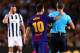 BARCELONA, SPAIN - SEPTEMBER 12: Lionel Messi of FC Barcelona grabs Referee Damir Skomina during the UEFA Champions League group D match between FC Barcelona and Juventus at Camp Nou on September 12, 2017 in Barcelona, Spain. (Photo by Chris Brunskill L