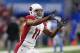 DETROIT, MI - SEPTEMBER 10: Larry Fitzgerald #11 of the Arizona Cardinals warms up prior to the start of the game against the Detroit Lions at Ford Field on September 10, 2017 in Detroit, Michigan. Detroit defeated Arizona 35-23. (Photo by Leon Halip/Gett