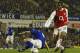 LIVERPOOL, ENGLAND - JANUARY 7: Kanu of Arsenal scores the opening goal during the FA Barclaycard Premiership match between Everton and Arsenal at Goodison Park on January 7, 2004 in Liverpool, England. (Photo by Clive Mason/Getty Images)