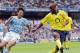 MANCHESTER, United Kingdom: FILES - Picture taken 31 August 2003 in Manchester shows Arsenal's French Sylvain Wiltord (R) fighting for the ball with Manchester City's Jihai Sun during their Premiership clash at Manchester Stadium in Manchester. Bundeslig