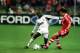 9 May 2001: Owen Hargreaves of Bayern Munich is challenged by Makelele of Real Madrid during the UEFA Champions League Semi Final second -leg between Bayern Munich and Real Madrid at the Olympic Stadium, Munich. Mandatory Credit: Mike Hewitt/ALLSPORT