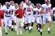NASHVILLE, TN - SEPTEMBER 23: Head coach Nick Saban of the Alabama Crimson Tide runs onto the field with his team prior to a game against the Vanderbilt Commodores during the first half at Vanderbilt Stadium on September 23, 2017 in Nashville, Tennessee.