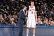 NEW YORK, NY - OCTOBER 29: Head Coach Jeff Hornacek of the New York Knicks talks with Kristaps Porzingis #6 of the New York Knicks during the game against the Memphis Grizzlies on October 29, 2016 at Madison Square Garden in New York City, New York. NOTE