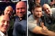 Oliver poses with UFC president Dana White (left) and actor Chris Hemsworth (right).