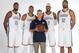 OKLAHOMA CITY, OK - SEPTEMBER 25: Paul George #13, Russell Westbrook #0 head coach Billy Donovan, Carmelo Anthony #7 and Steven Adams #12 of the Oklahoma City Thunder pose for a portrait during the 2017 NBA Media Day on September 25, 2017 at the Chesapeak