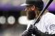 DENVER, CO - OCTOBER 01: Charlie Blackmon #19 of the Colorado Rockies waits on deck in the first inning of a regular season MLB game against the Los Angeles Dodgers at Coors Field on October 1, 2017 in Denver, Colorado. (Photo by Russell Lansford/Getty Im
