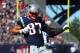 FOXBORO, MA - OCTOBER 01: Rob Gronkowski #87 of the New England Patriots reacts after a play during the first half against the Carolina Panthers at Gillette Stadium on October 1, 2017 in Foxboro, Massachusetts. (Photo by Maddie Meyer/Getty Images)