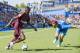 GETAFE, SPAIN - SEPTEMBER 16: Ousmane Dembele of FC Barcelona (L) fights for the ball with Juan Torres Ruiz, Cala, of Getafe CF (R) during the La Liga 2017-18 match between Getafe CF and FC Barcelona at Coliseum Alfonso Perez on 16 September 2017 in Getaf