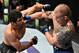 LAS VEGAS, NV - OCTOBER 07: (L-R) Beneil Dariush of Iran and Evan Dunham trade punches in their lightweight bout during the UFC 216 event inside T-Mobile Arena on October 7, 2017 in Las Vegas, Nevada. (Photo by Jeff Bottari/Zuffa LLC/Zuffa LLC via Getty