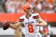 CLEVELAND, OH - OCTOBER 08: Kevin Hogan #8 of the Cleveland Browns drops back for a pass in the second half against the New York Jets at FirstEnergy Stadium on October 8, 2017 in Cleveland, Ohio. (Photo by Jason Miller/Getty Images)