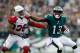 PHILADELPHIA, PA - OCTOBER 08: Nelson Agholor #13 of the Philadelphia Eagles makes a 72-yard catch and runs the ball in for a touchdown against the Arizona Cardinals during the third quarter at Lincoln Financial Field on October 8, 2017 in Philadelphia,