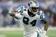 DETROIT, MI - OCTOBER 08: Ed Dickson #84 of the Carolina Panthers fights for yardage against the Detroit Lions during the first half at Ford Field on October 8, 2017 in Detroit, Michigan. (Photo by Leon Halip/Getty Images)