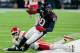 HOUSTON, TX - OCTOBER 08: DeAndre Hopkins #10 of the Houston Texans makes a catch in the fourth quarter against the Kansas City Chiefs at NRG Stadium on October 8, 2017 in Houston, Texas. The catch was ruled incomplete as Hopkins stepped out of bounds an