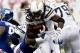 EAST RUTHERFORD, NJ - OCTOBER 08: Michael Hunter #39 of the New York Giants takes down Melvin Gordon #28 of the Los Angeles Chargers\ during their game at MetLife Stadium on October 8, 2017 in East Rutherford, New Jersey. (Photo by Jeff Zelevansky/Getty