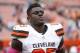 CLEVELAND, OH - OCTOBER 08: David Njoku #85 of the Cleveland Browns looks on during a game against the New York Jets at FirstEnergy Stadium on October 8, 2017 in Cleveland, Ohio. The Jets defeated the Browns 17-14. (Photo by Joe Robbins/Getty Images)