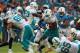 MIAMI GARDENS, FL - OCTOBER 08: Jay Ajayi #23 of the Miami Dolphins carries the ball against the Tennessee Titans in the third quarter on October 8, 2017 at Hard Rock Stadium in Miami Gardens, Florida. (Photo by Mike Ehrmann/Getty Images)