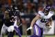 CHICAGO, IL - OCTOBER 09: Kyle Rudolph #82 of the Minnesota Vikings carries the football ahead of Sam Acho #93 of the Chicago Bears in the third quarter at Soldier Field on October 9, 2017 in Chicago, Illinois. The Minnesota Vikings defeated the Chicago