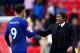 STOKE ON TRENT, ENGLAND - SEPTEMBER 23: Alvaro Morata of Chelsea is congratulated his team's 4-0 victory and his hat trick by manager Antonio Conte after the Premier League match between Stoke City and Chelsea at Bet365 Stadium on September 23, 2017 in S