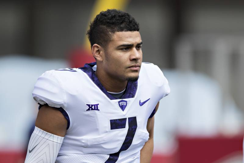 FAYETTEVILLE, AR - SEPTEMBER 9: Kenny Hill #7 of the TCU Horned Frogs warming up before a game against the Arkansas Razorbacks at Donald W. Reynolds Razorback Stadium on September 9, 2017 in Fayetteville, Arkansas. The Horn Frogs defeated the Razorbacks