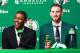 After Kyrie Irving unsuccessfully recruited Gordon Hayward when he was a free agent in 2014, the two appear happy to now be playing together in Boston.