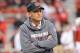 LINCOLN, NE - OCTOBER 14: Head coach Mike Riley of the Nebraska Cornhuskers watches players warm up before the game against the Ohio State Buckeyes at Memorial Stadium on October 14, 2017 in Lincoln, Nebraska. (Photo by Steven Branscombe/Getty Images)