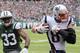 New England Patriots tight end Rob Gronkowski with a reception against New York Jets safety Jamal Adams.